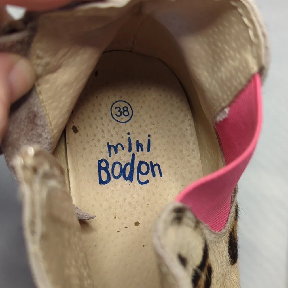 Mini Boden Calf Hair Cheetah Print Booties Size 38